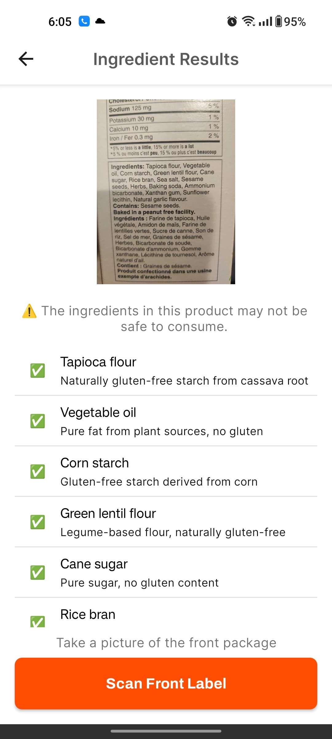 Scan ingredients